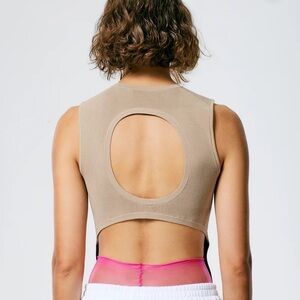Tibi Giselle Stretch Sweater Circle Openback Tank